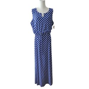 NWT‎ Talbots Blue & White Striped Sleeveless Maxi Dress Size XL